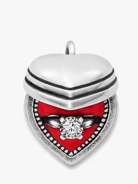 James Avery Enamel Say I Do Charm Sterling Silver Heart Locket CZ Wedding Charm